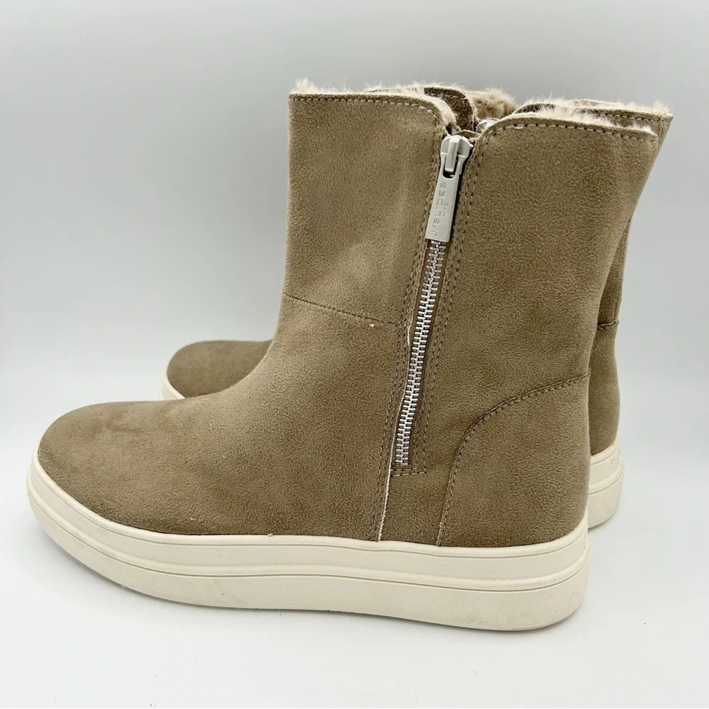 Women's J/Slides NYC Side Zip Platform‎ Ankle Boots Booties Shoes Size 10 Tan